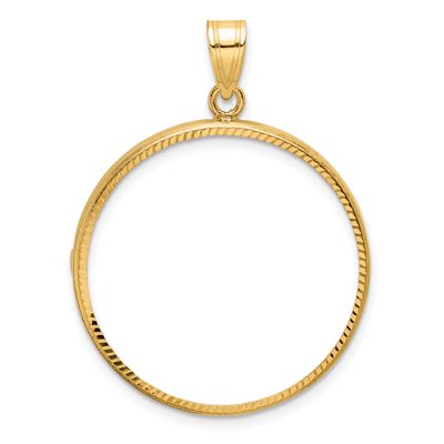 Diamond-Cut 27.0mm Prong Coin Bezel Pendant 10k Gold Polished 10C1801D/27.0