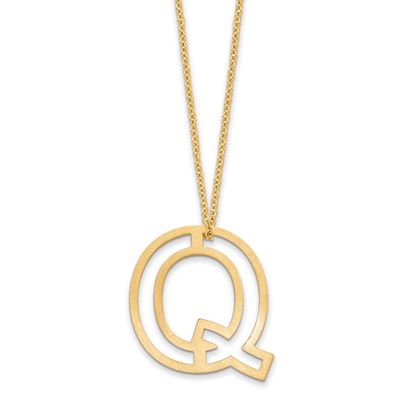 Cut Out Slide Initial Q Necklace 10k Gold 10XNA1474Y/Q