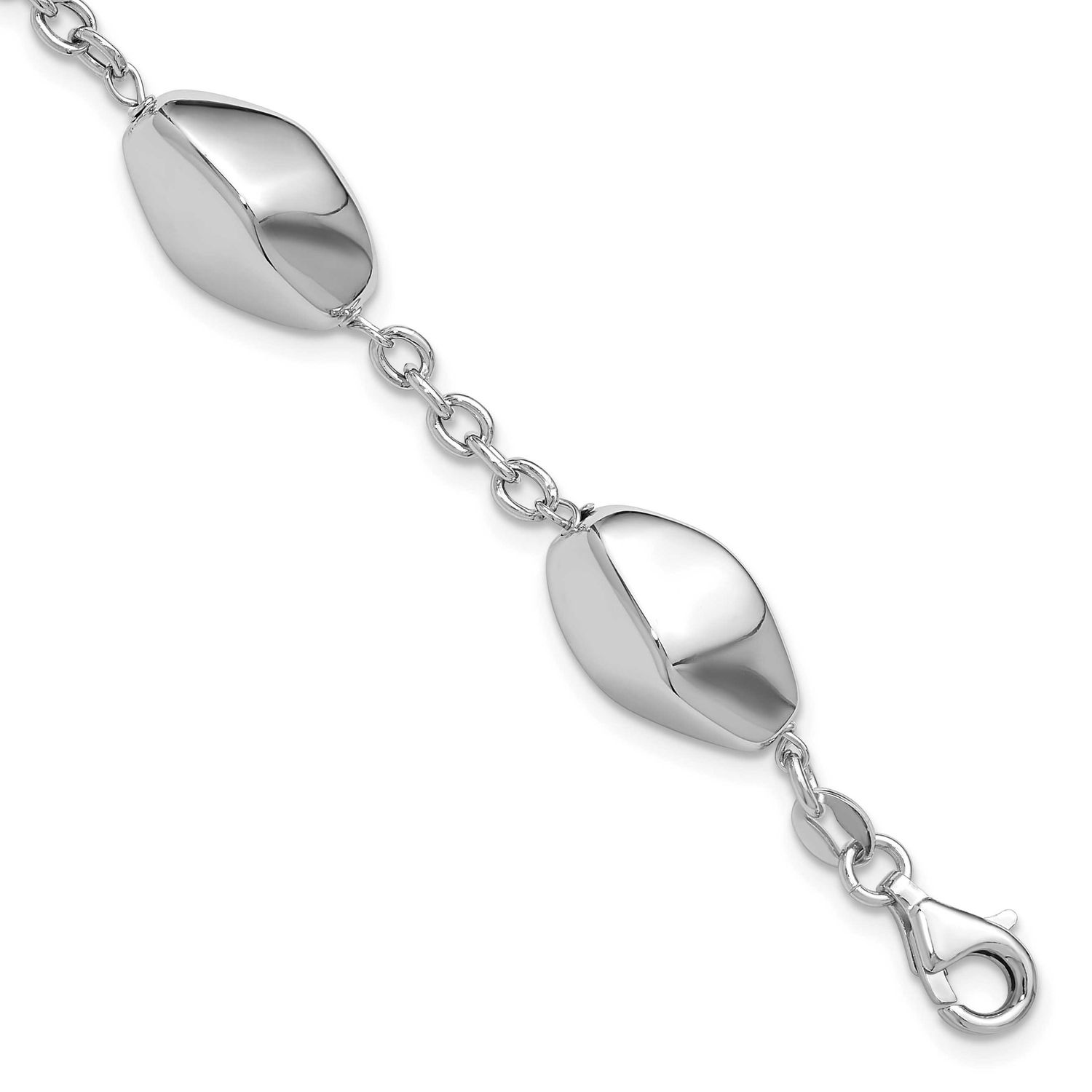Polished with .75 Inch Extender Bracelet Sterling Silver Rhodium-plated QLF1419-7 196904346747