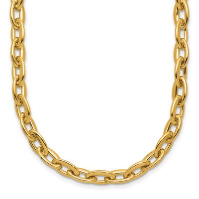 Fancy 5.5mm Oval Link Necklace 14k Gold Polished LF2239-18 196904317525