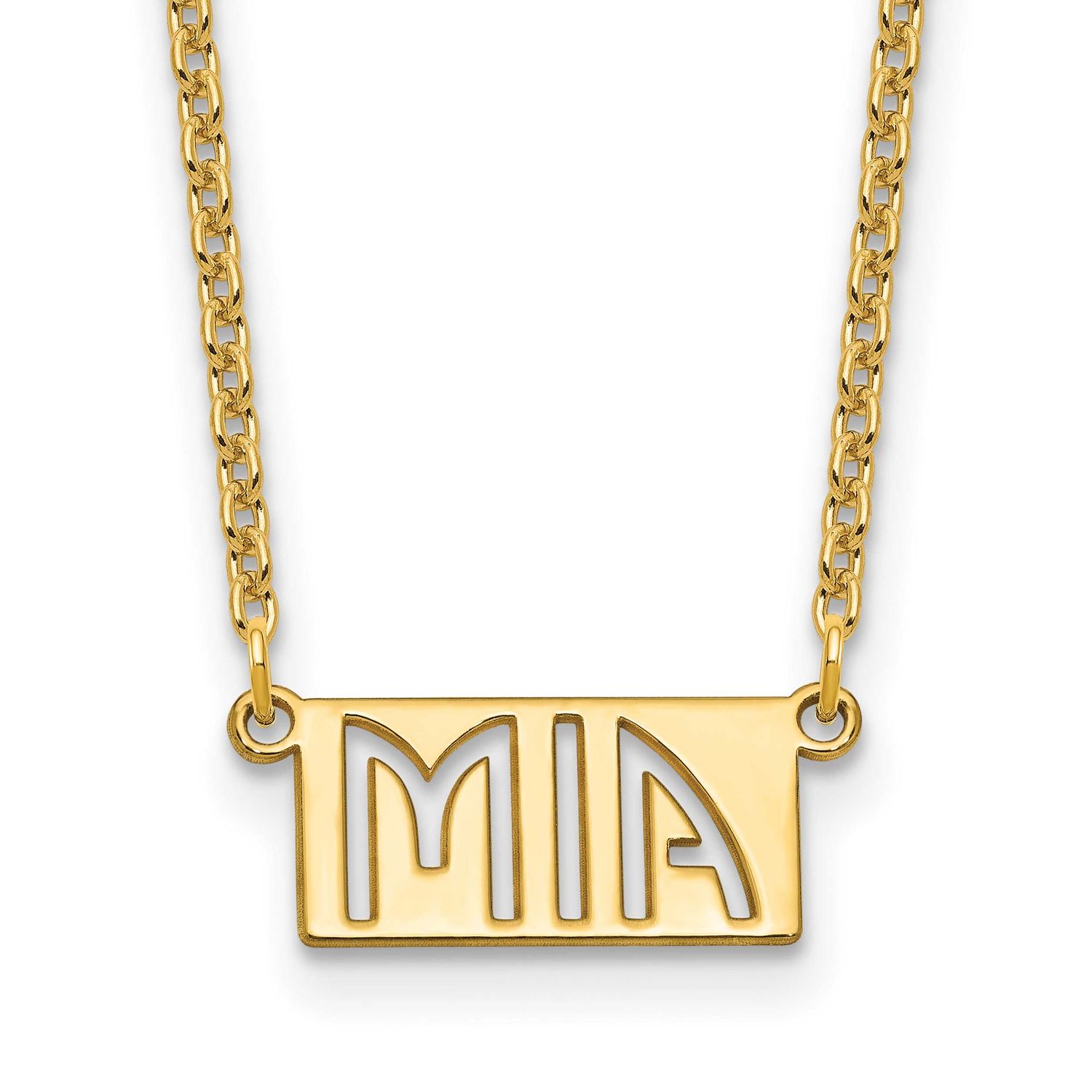 1-3 Letter Cut-Out Name Bar Necklace Sterling Silver Gold-plated XNA1511GP