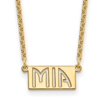 1-3 Letter Cut-Out Name Bar Necklace Sterling Silver Gold-plated XNA1511GP