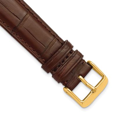 Debeer 22mm Havana Matte Genuine Louisiana Alligator Leather with Gold-Tone Buckle 7.5 Inch Watch B…