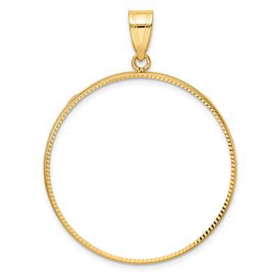 Diamond-Cut 34.2mm Prong Coin Bezel Pendant 10k Gold Polished 10C1801D/34.2