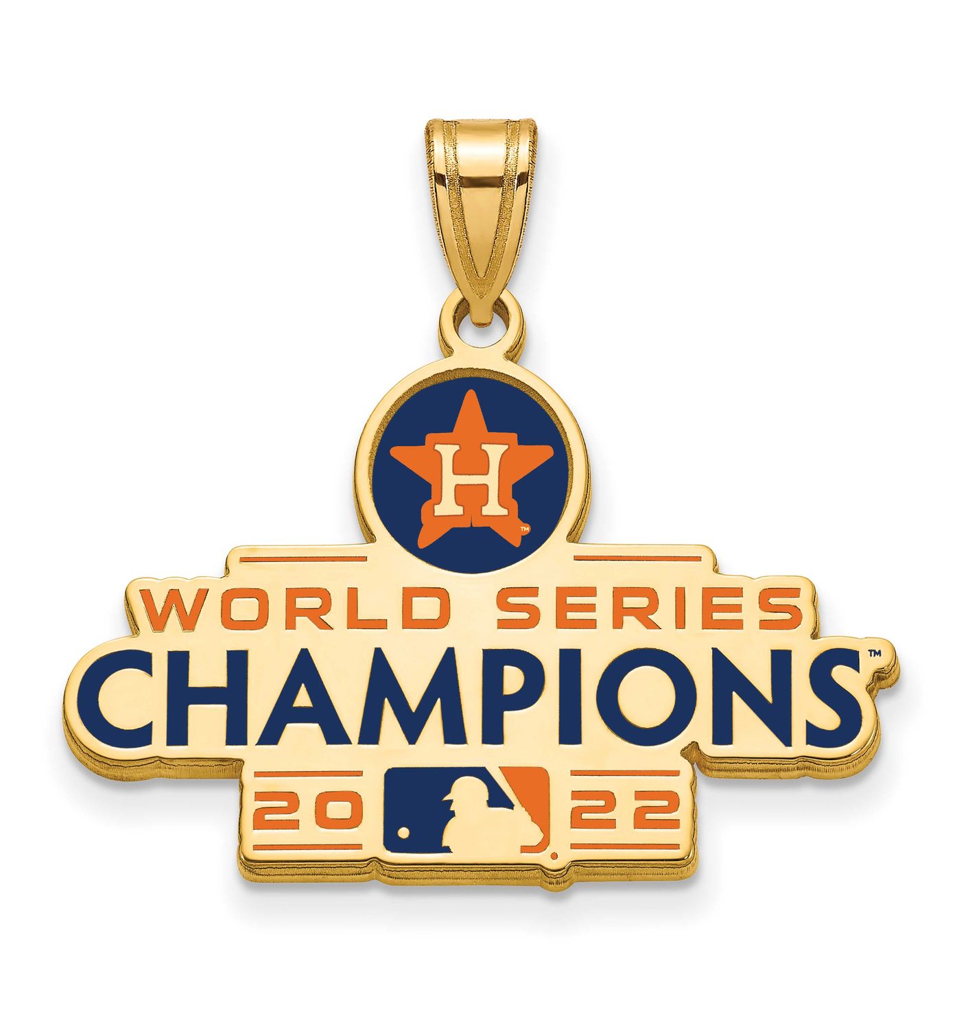 Ruthenium2022 World Series Champions Houston Astros Large Enamel Pendant Sterling Silver Gold-plate…