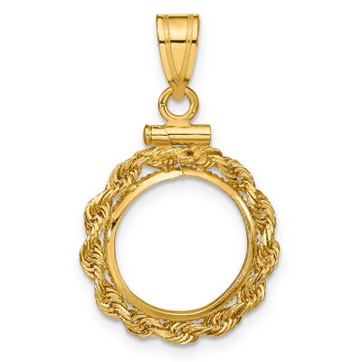 Rope 13.0mm x 1.1mm Screw Top Coin Bezel Pendant 10k Gold Polished 10C1215/13.0