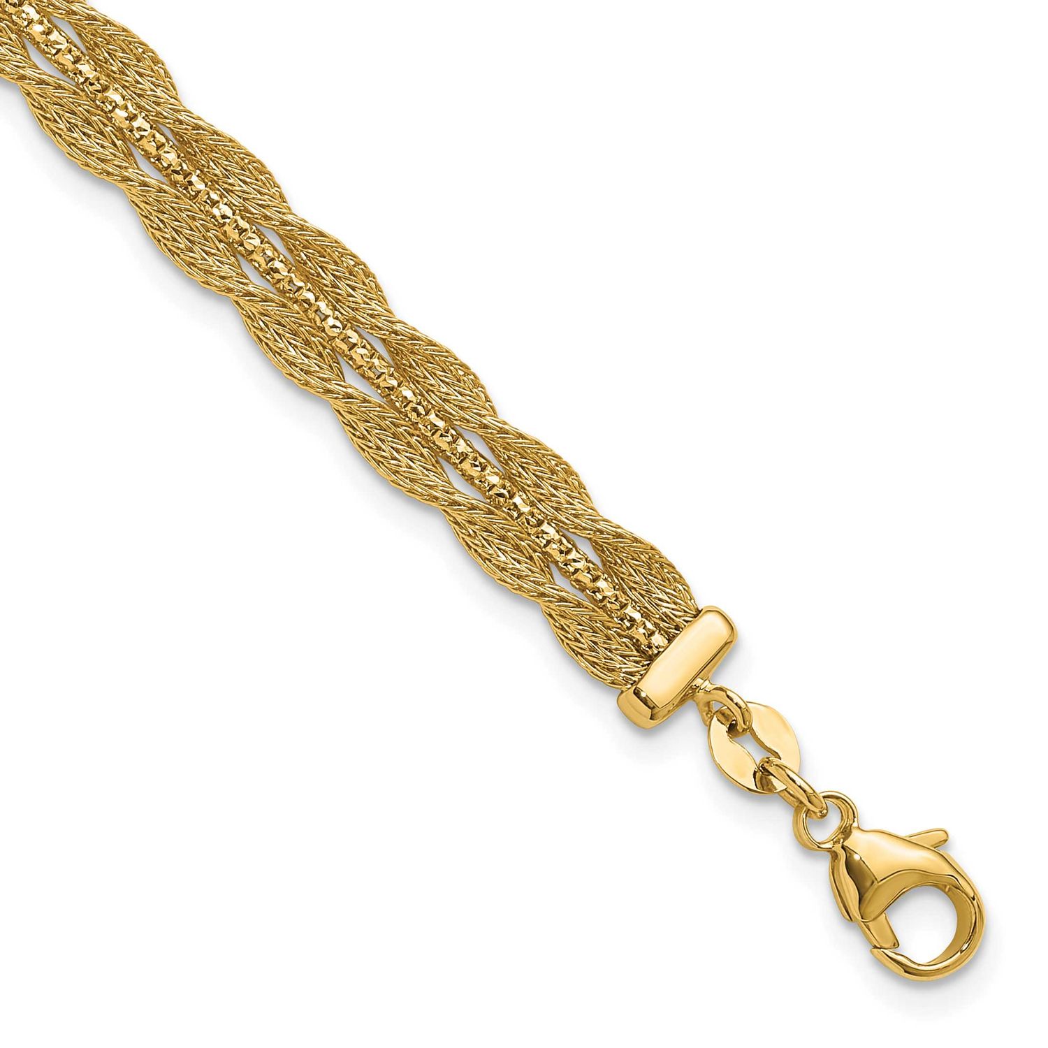 Textured and Diamond-Cut Bracelet 14k Gold Polished LF2037-7.5 196904329290