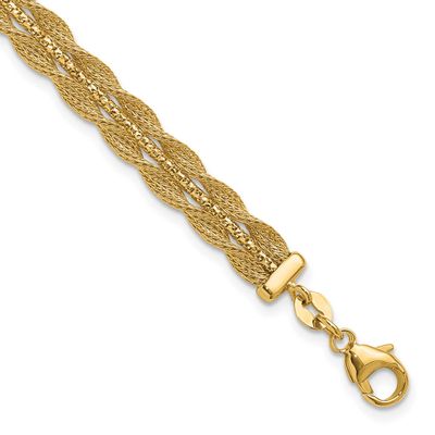 Textured and Diamond-Cut Bracelet 14k Gold Polished LF2037-7.5 196904329290