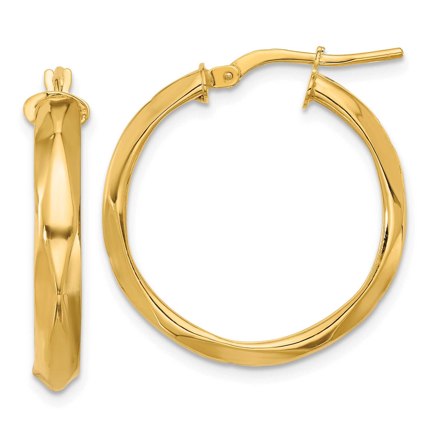 Round Hoop Earrings 14k Gold Polished LE2718 196904336762