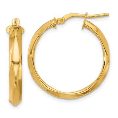 Round Hoop Earrings 14k Gold Polished LE2718 196904336762