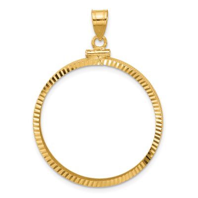 Diamond-Cut 30.0mm x 3.00mm Screw Top Coin Bezel Pendant 10k Gold Polished 10C1885D/30.0
