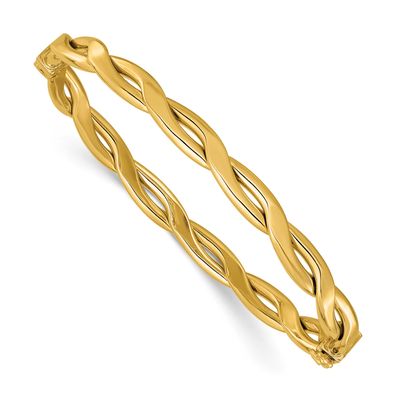 Fancy Intertwined Hinged Bangle 14k Gold Polished LF2091 196904315699