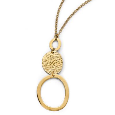 Textured with 2 Inch Extender Necklace Sterling Silver Gold-plated QLF516-16 191101297335