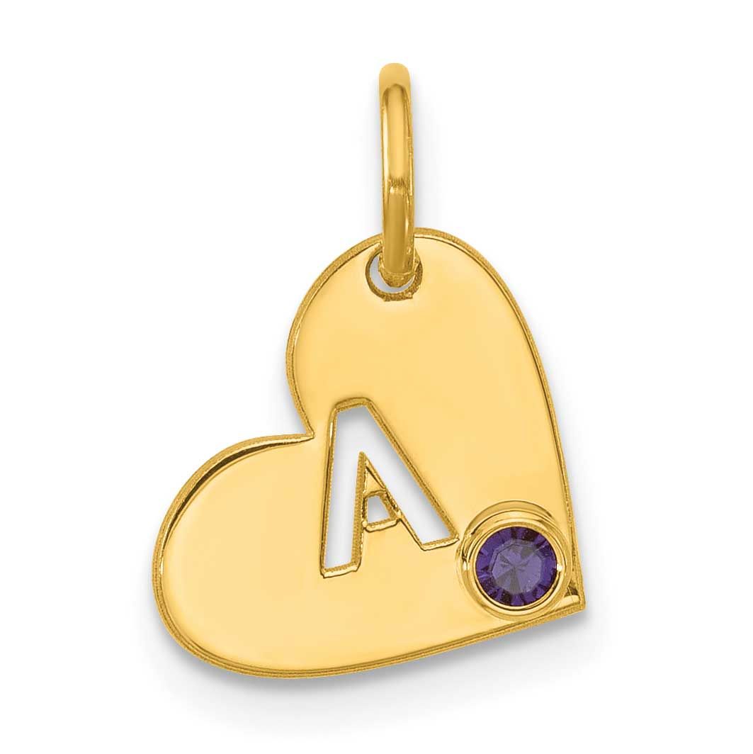 Gold-Plated Cut-Out Initial Heart with Birthstone Charm Sterling Silver XNA1485GP