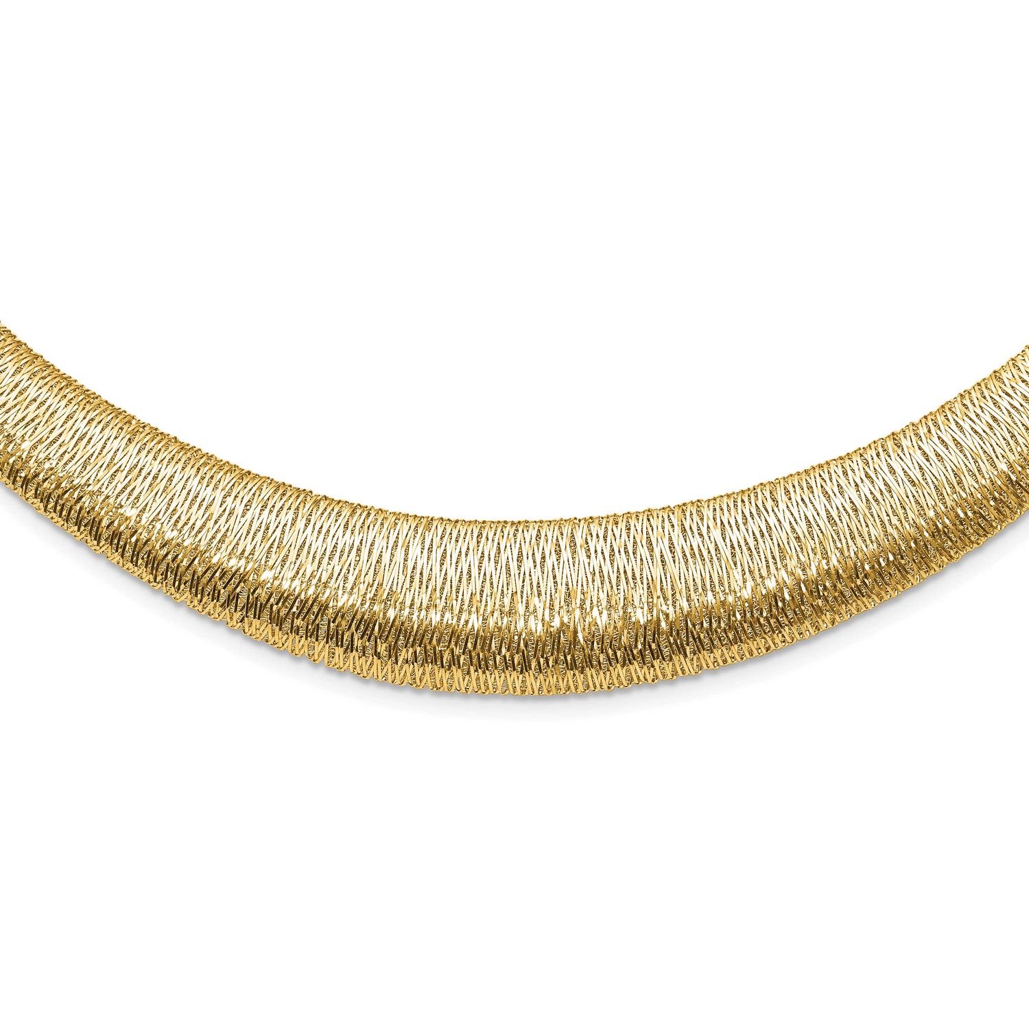 Woven Graduated Dome Necklace 14k Gold Polished LF1957-18 196904324547