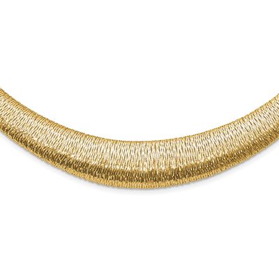 Woven Graduated Dome Necklace 14k Gold Polished LF1957-18 196904324547