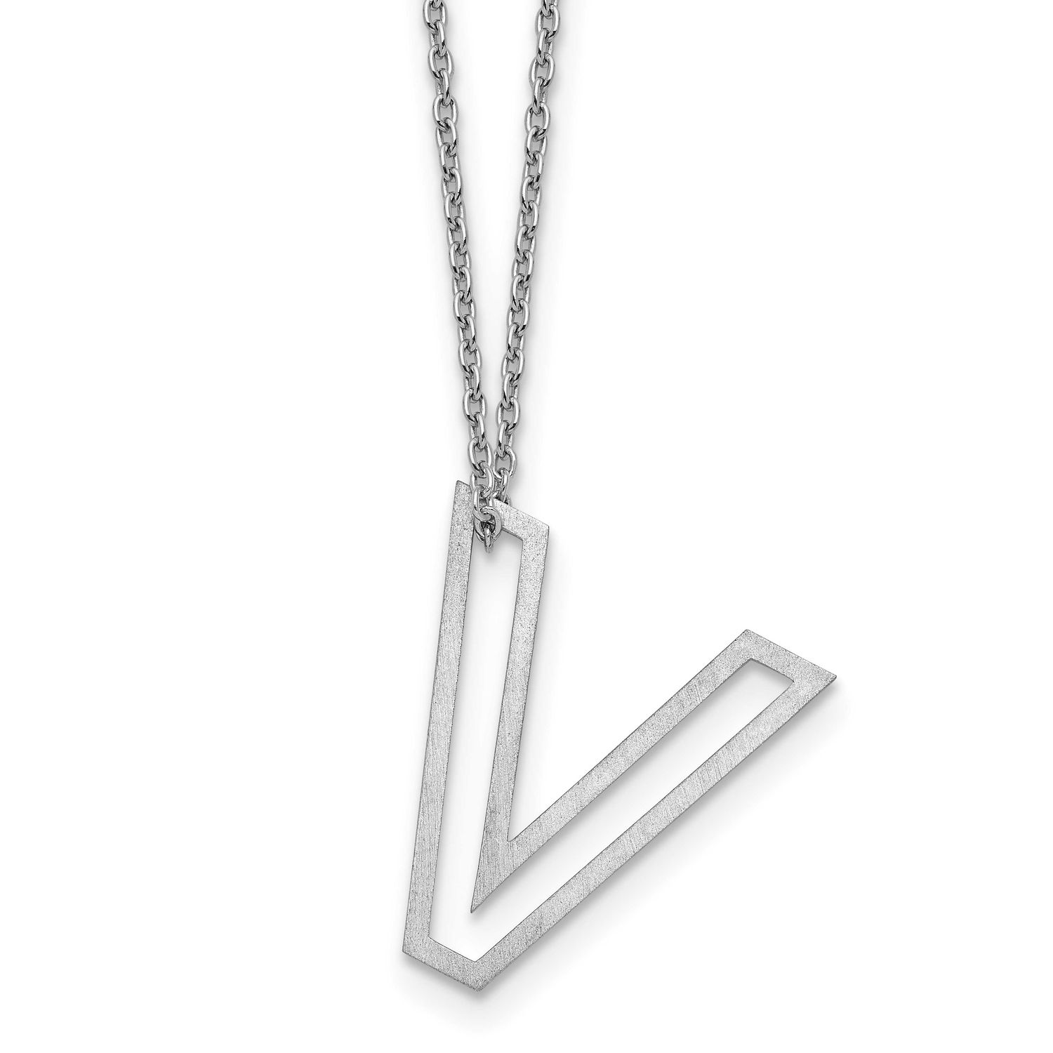 Cut Out Slide Initial V Necklace 10k White Gold 10XNA1474W/V