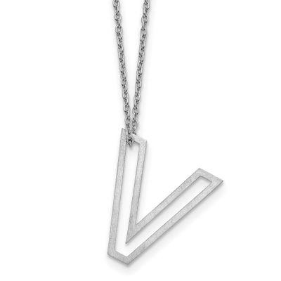 Cut Out Slide Initial V Necklace 10k White Gold 10XNA1474W/V