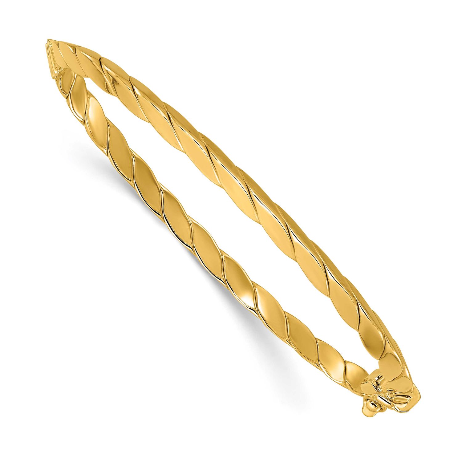 Grooved Fancy Hinged Bangle 14k Gold Polished LF2111