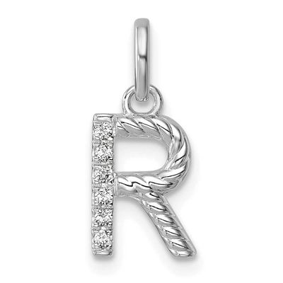 Twisted .05 Ct. Diamond Initial R Charm 14k White Gold PM10732R-WA