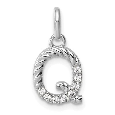 Twisted .07 Ct. Diamond Initial Q Charm 14k White Gold PM10732Q-WA