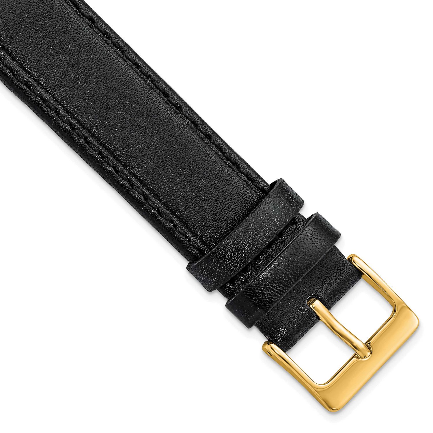 Debeer 19mm Black Genuine Calf Leather with Gold-Tone Buckle 7.5 Inch Watch Band BAY358-19 19690435…