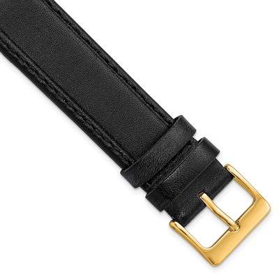 Debeer 19mm Black Genuine Calf Leather with Gold-Tone Buckle 7.5 Inch Watch Band BAY358-19 19690435…