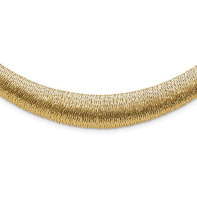 Woven Graduated Dome Necklace 14k Gold Polished LF1955-18 196904324813