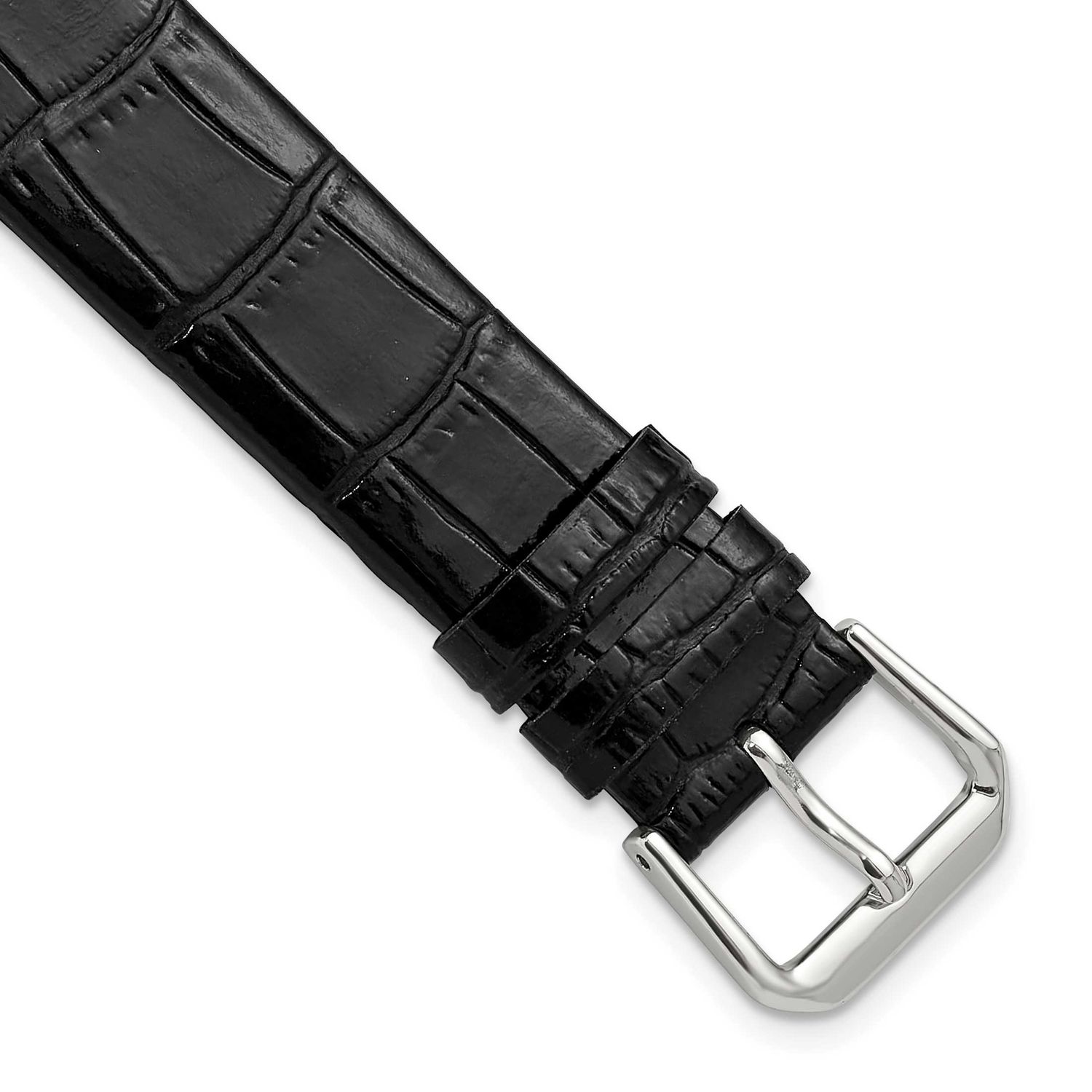 Debeer 14mm Black Flat Alligator Grain Leather with Silver-Tone Buckle 7.5 Inch Watch Band 693F-14 …