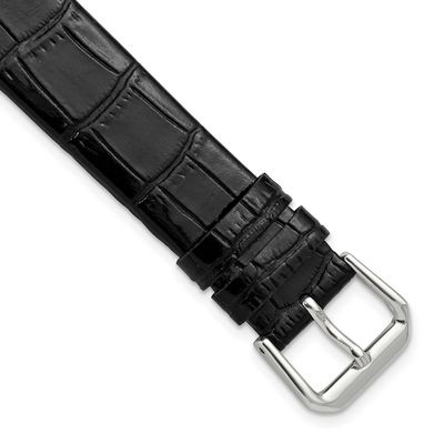 Debeer 14mm Black Flat Alligator Grain Leather with Silver-Tone Buckle 7.5 Inch Watch Band 693F-14 …