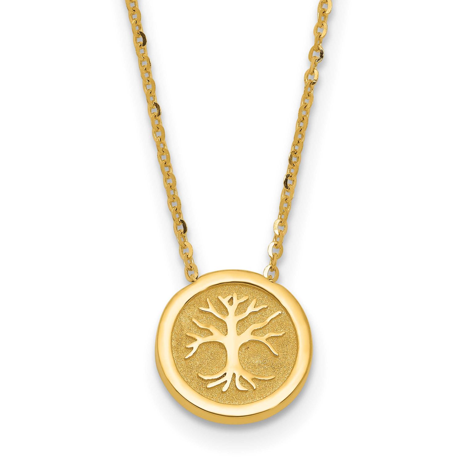 Tree of Life Necklace 14k Gold Polished and Satin LF2138-18