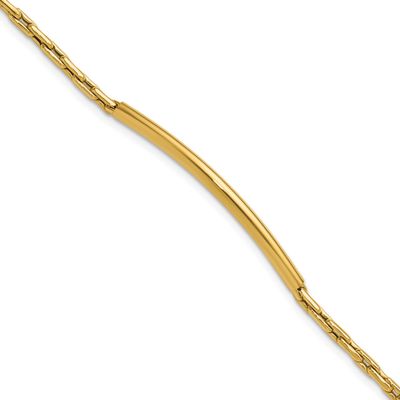 Bar Link with .25 Inch Extender Bracelet 14k Gold Polished LF2158-7.25 196904315446
