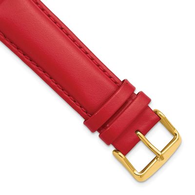 Debeer 24mm Red Smooth Leather Chronograph with Gold-Tone Buckle 7.5 Inch Watch Band 38CY-24