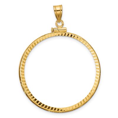 Diamond-Cut 34.2mm x 2.85mm Screw Top Coin Bezel Pendant 10k Gold Polished 10C1885D/34.2