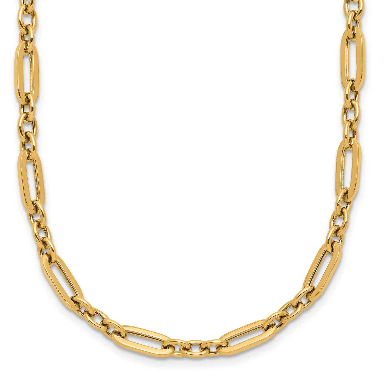 Fancy Link Necklace 14k Gold Polished LF1735-17 196904330395