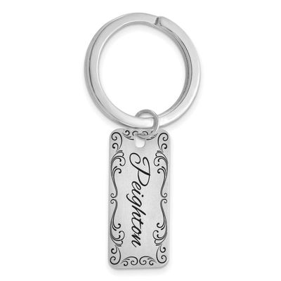 Two Sided Personalized Key Chain Sterling Silver Rhodium-plated XNA1483SS