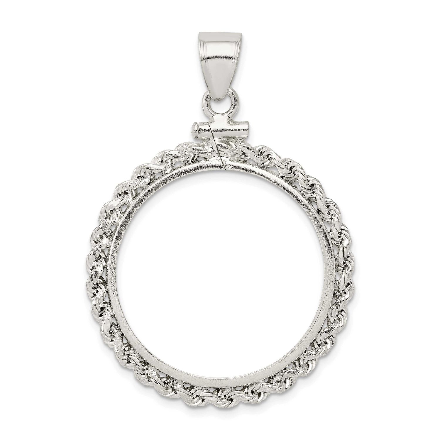 Rope 26.4 x 1.8mm Susan B. Anthony Screw Top Coin Bezel Pendant Sterling Silver Polished QBR6 88395…