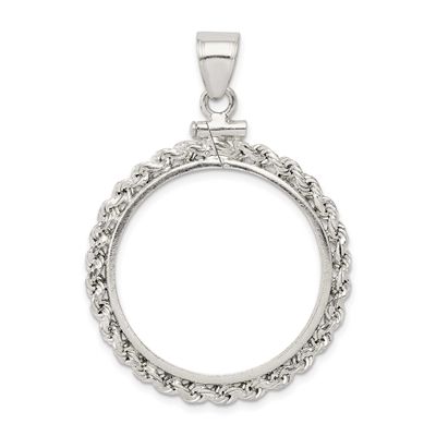 Rope 26.4 x 1.8mm Susan B. Anthony Screw Top Coin Bezel Pendant Sterling Silver Polished QBR6 88395…