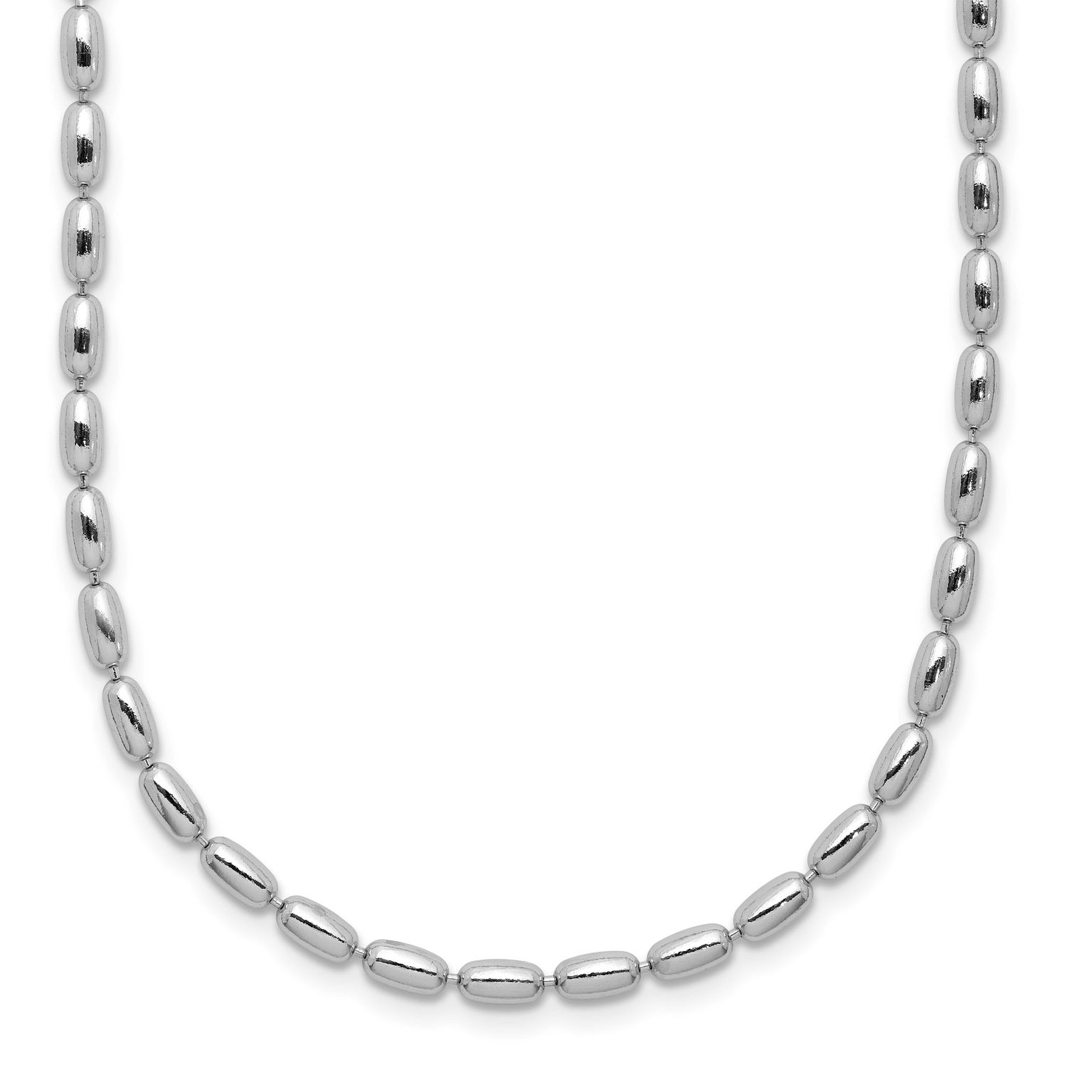 Oval Beaded with 1.75 Inch Extender Necklace Sterling Silver Rhodium-plated QLF1447-16.5 1969043181…