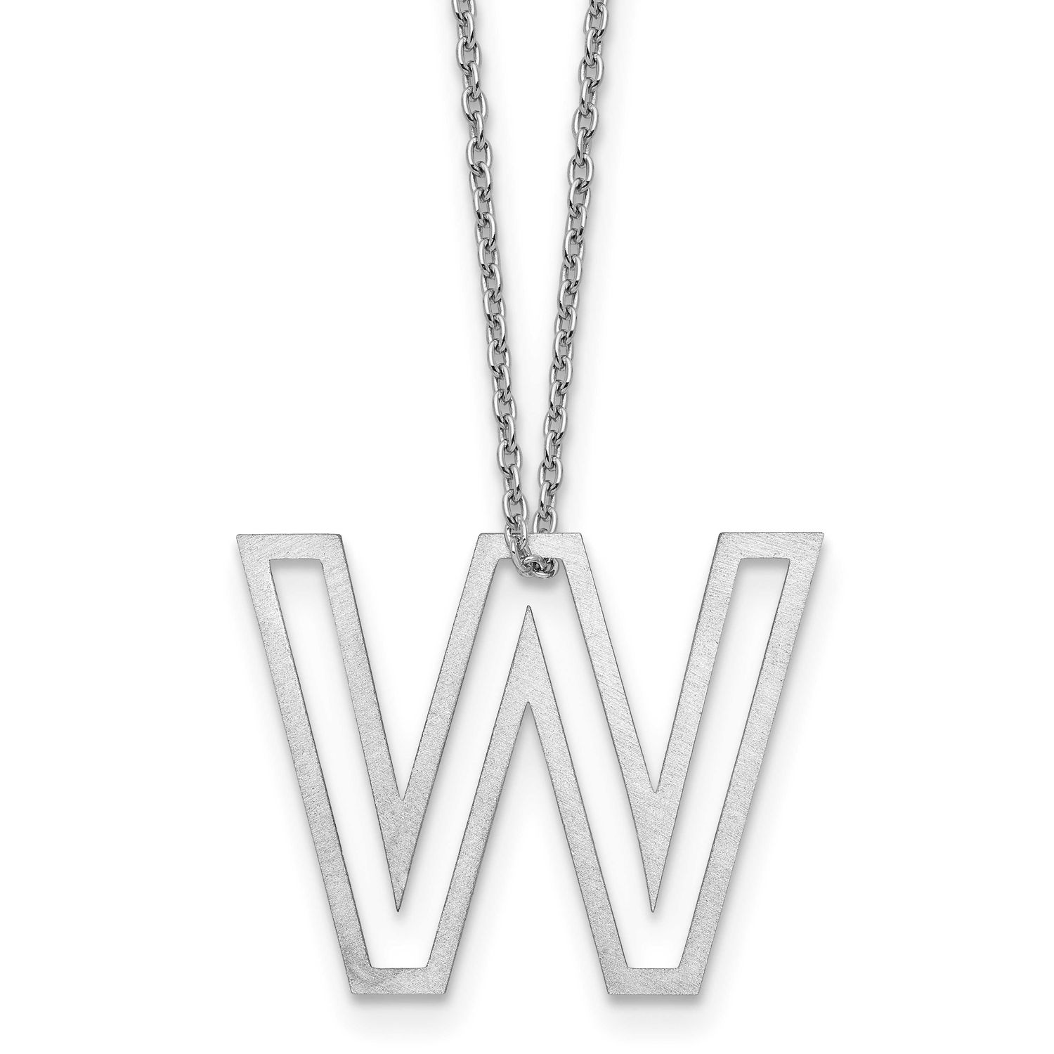 Cut Out Slide Initial W Necklace 10k White Gold 10XNA1474W/W