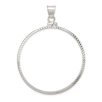 Diamond-Cut 40.6 x 3.1mm Screw Top Coin Bezel Pendant Sterling Silver Polished QBC8 883957584614