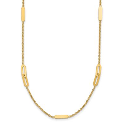 Fancy Link with 2 Inch Extender Necklace 14k Gold Polished LF1927-17 196904334805