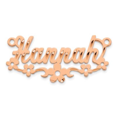 Diamond-Cut Flower Name Plate 10k Rose Gold 10XNA1532R
