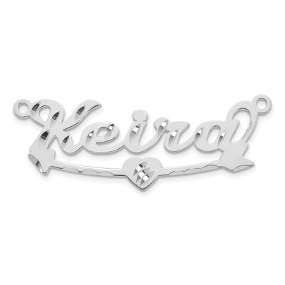 Diamond-Cut Heart and Arrow Name Plate 14k White Gold XNA1541W