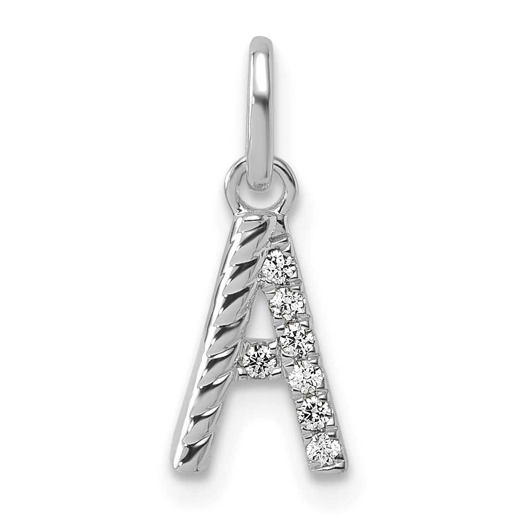 Twisted with .05 Ct. Diamond Initial A Charm 14k White Gold PM10732A-WA
