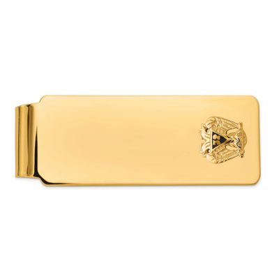 Men&#39;s Polished and Textured with Black Enamel 32 Degree Scottish Rite Masonic Medium Money Clip 14k…