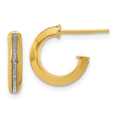 Glimmer Infused J-Hoop Post Earrings 14k Gold Polished LE2860