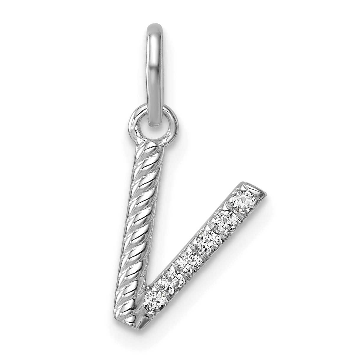 Twisted .05 Ct. Diamond Initial V Charm 14k White Gold PM10732V-WA