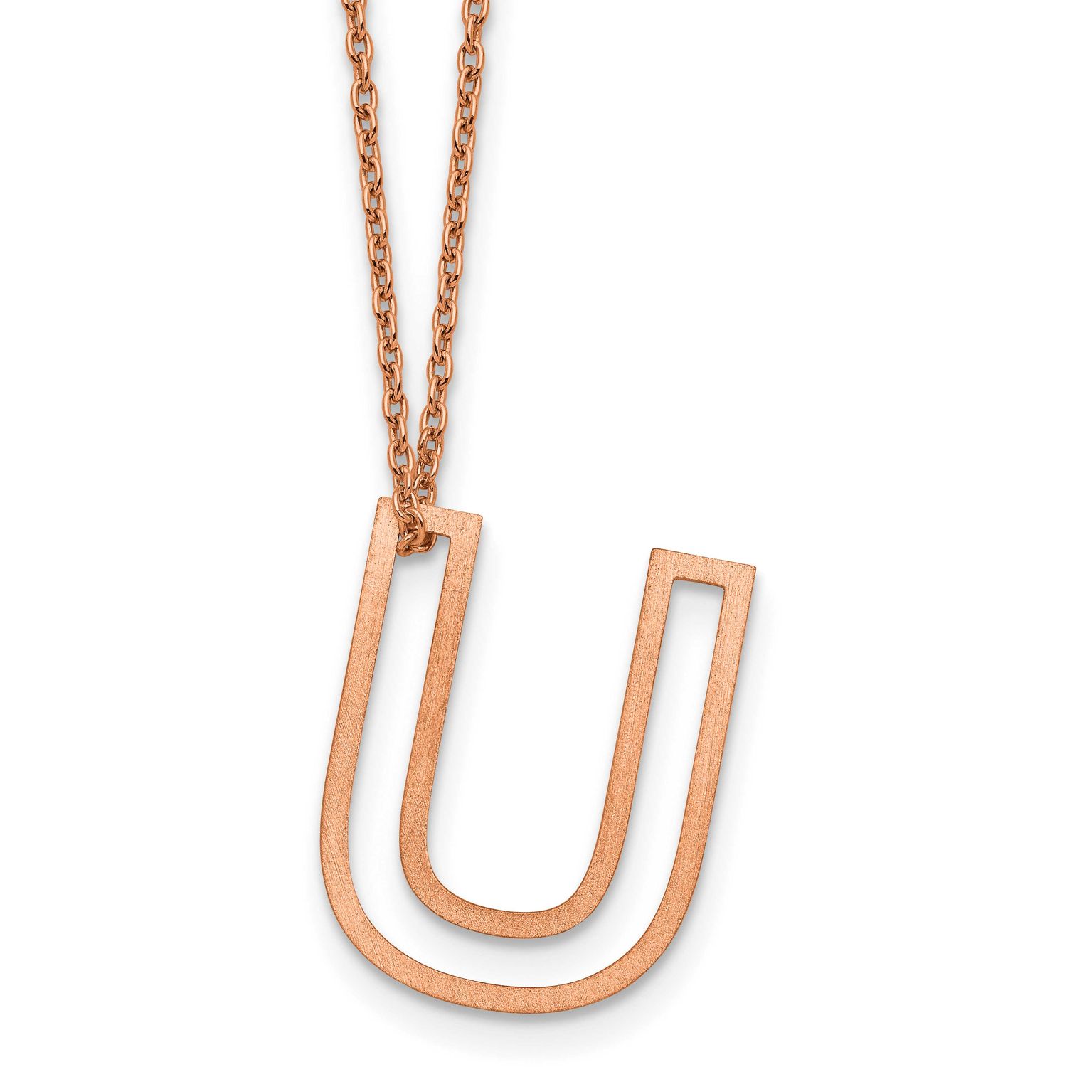 Rose Gold-Plated Cut Out Slide Initial U Necklace Sterling Silver XNA1474RP/U