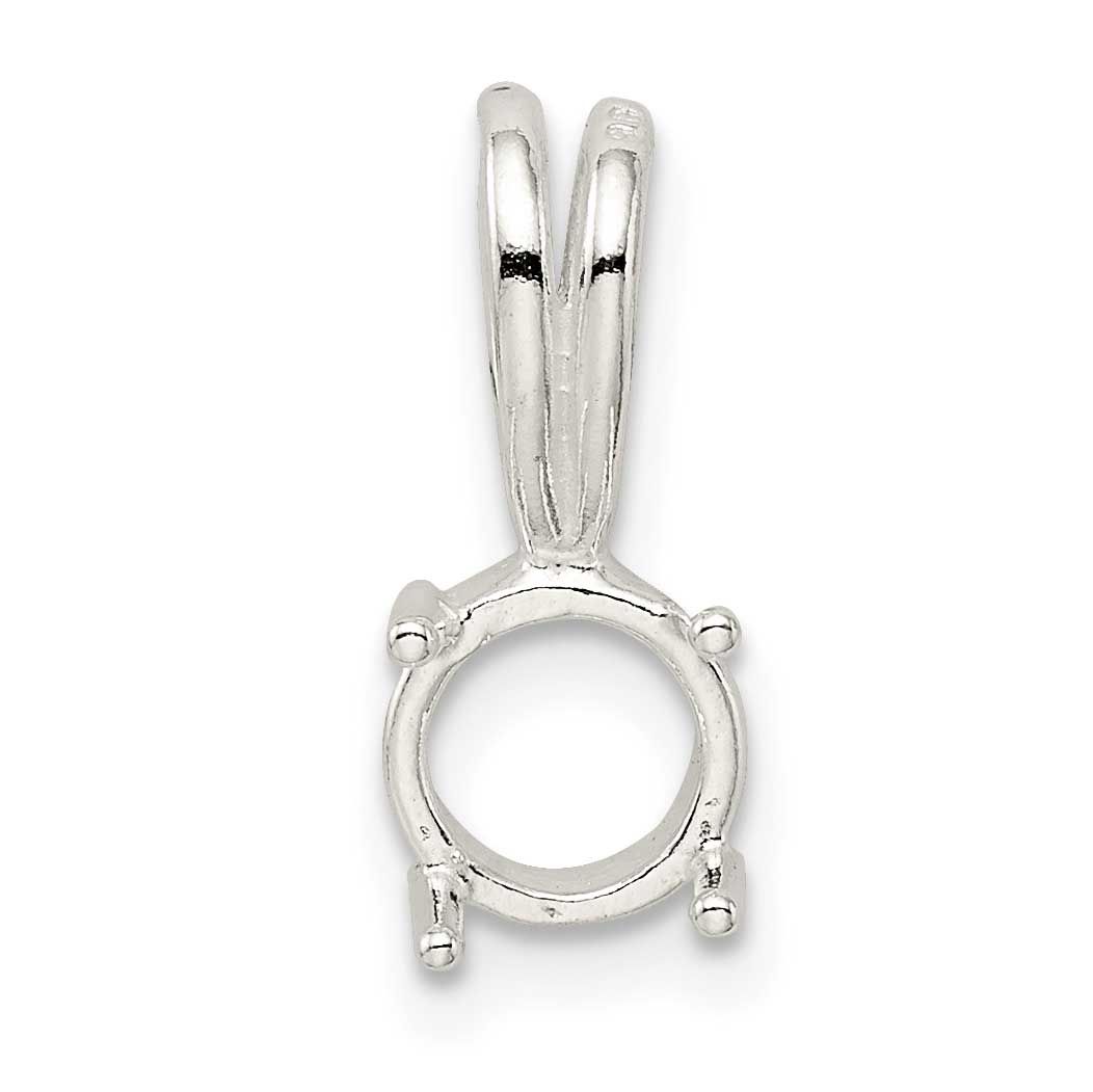 Round 4-Prong 5.0mm Open Back Cabochon Fixed Bail Pendant S Sterling Silver SS3230-3